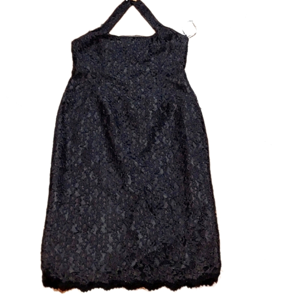 LIZ CLAIBORNE BLACK LACE HALTER DRESS. SIZE 12 PETITE